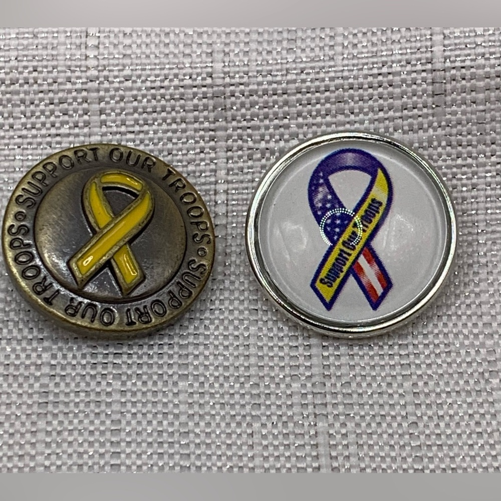 Support Our Troops Snap Button Charms Set of 2